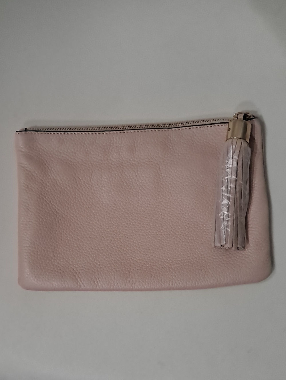 G.I.L.I. Blush Pink Leather Tassel Wristlet Clutch